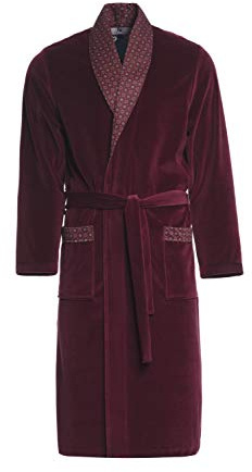 Revise snygg morgonrock för män - bekväm och hållbar – sammet RE-101, Vinröd, XXL