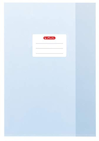 Herlitz 5 Heftumschläge/Hefthüllen Din A4 / Baststruktur (Hellblau, 5er Pack | A4)