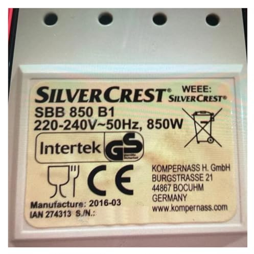 Cinghia di ricambio da 2 pezzi, compatibile con Silvercrest, macchina for il pane SBB 850 B1/SBB850B1/SBB850-B1(Italy)