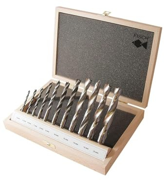 HSS Holzspiralbohrer 11-tlg. Set - Profi Ausführung Ø 4-5-6-7-8-9-10-12-13-14-15 mm in einer Holzkassette