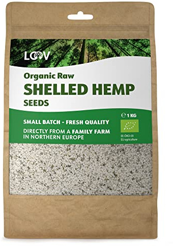 Semillas de Cáñamo Orgánico sin Cáscara LOOV, corazones de cáñamo, 1kg, sin tratamiento térmico, conserva los nutrientes, sabor a nuez, cultivado en clima nórdico, fuente de proteínas y ácidos grasos