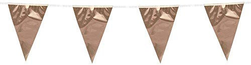 Boland 74699 - Mini Metallic Bunting, 1 Piece, Length 300 cm, Rose Gold, Pink, Flag Chain, Hanging Decoration, Garland, Theme Party, Birthday, Carnival, Wedding, Anniversary, Birth