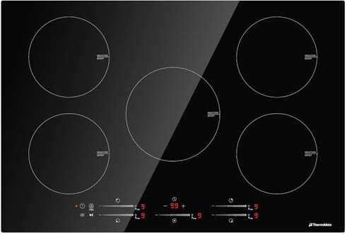 ThermoMate 30 Inch Induction Cooktop, 9000W Built in Induction Stove Top, Electric Cooktop with 5 Boost Burner, 9 Heating Level, Timer & Child Safety Lock, Sensor Touch Control, 240V