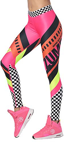 Zumba Dance Workout Wide Jacquard Waistband Leggings for Women, Gumball 1, X-Small