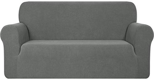 TOYABR Stretch 1 Stück Sofabezug Couch sofaüberwurf Jacquard Elastische Spandex Couchbezug Sofahusse Sofa Abdeckung für Wohn- und Schlafzimmer(3 Sitzer,Grau Grün)