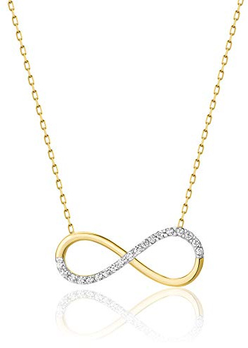PRINS JEWELS 14 Karat 585 Gold Halskette Zirkonia Unendlichkeit Anhänger