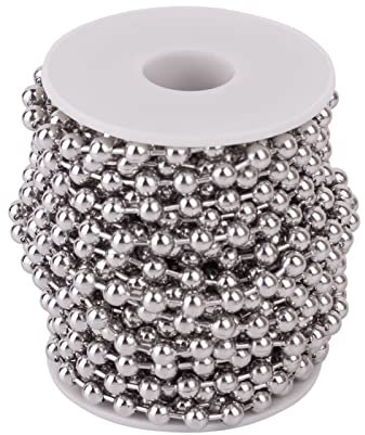 PandaHall - Catena con perline a sfera in acciaio INOX, lunghezza 6 mm, lunghezza regolabile, per realizzare collane fai da te, in acciaio INOX