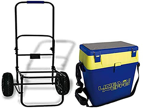 Kit Surfcasting Carrello Trolley Porta Attrezzatura Pesca + Lineaeffe Cassettone LF Seat Box Big Completo con Scatole