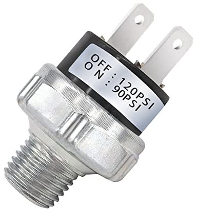 mankk Air Pressure Switch 90-120 PSI Thread 1/4NPT 24V 12V DC Air Compressor Pressure Switch For Air Horn Train 90-120-1/4NPT-W