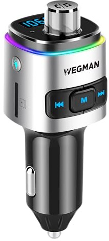 Wegman FM Transmitter Auto Bluetooth, Bluetooth Adapter Auto | Musik & Navigation über Autoradio, 18W Schnelles Auto Ladegerät, Freisprechanlage, USB/SD-Karte, in 30 Sekunden verbunden
