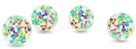 Trendhaus Flummi 602480-Palline per saltare a pois arcobaleno, 4 pezzi, 43 mm, 602480