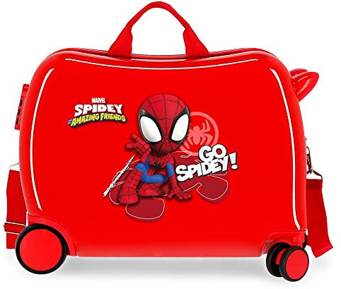 Marvel Go Spidey Kinderkoffer, Rot, 50 x 39 x 20 cm, starr, ABS-Kombinationsverschluss, 34 l, 1,8 kg, 4 Räder, Handgepäck, rot, Kinderkoffer