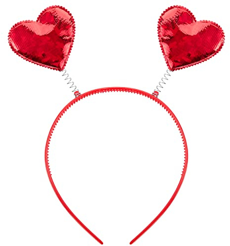 Balinco Herz Haarreif Rot, Haarschmuck Herzchen, Love Haarreif Damen, Kopfschmuck Valentinstag, Schönes Accessoire für Karneval, Fasching & Festival