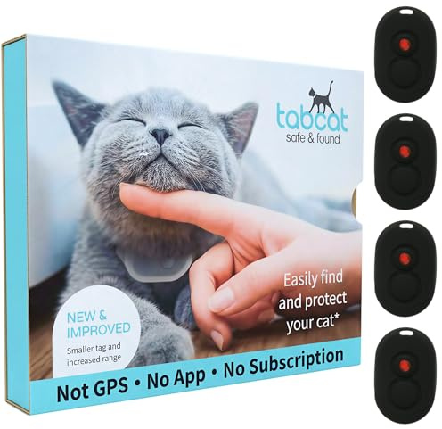 Tabcat V2 Cat & Kitten Tracker - More Accurate Than GPS - No Monthly Fee or Subscription - Includes 4 Homing Tags - Up to 150m Range - Small & Lightweight Tags Perfect to Find Indoor & Outdoor Cats