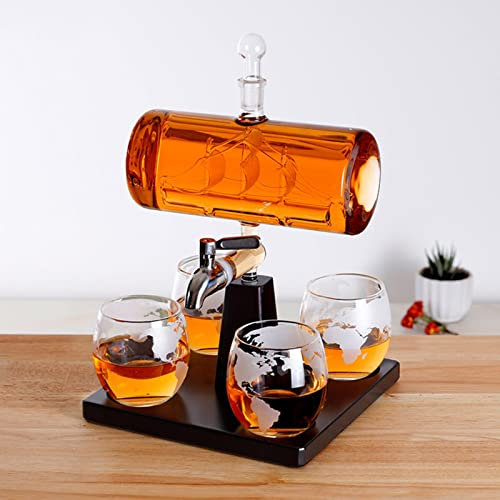 SARGE 5PCS Vintage Creative Boat Shaped Decanter Whisky Glass Decanter for Red Wine for Wine Liqueur,Bourbon, Women's Gift