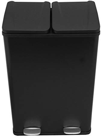 Pattumiera per Raccolta Differenziata Bidone Immondizia a 2 Cestini della Spazzatura da 30L con Pedali Indipendenti Capacità Totale 60L - Nero