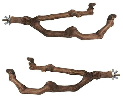 LEEVUS Vogelspielzeug, Vogelsitz, Papageien, stehender Ast, Naturholz, Ständer für Weinreben, Bars, Kuschelkäfig, 2 Stück