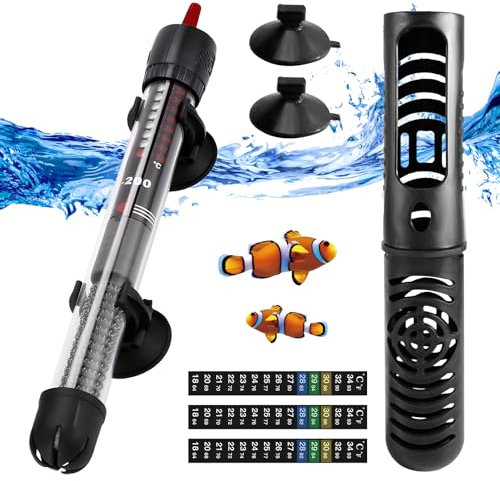 Silkwish Aquarium Heizung 50W 60L, Thermostat, Heizstab Einstellbar, Heizer mit Saugnäpfen, Aquariumheizer, Regelheizer, Einstellbare Temperatur Aquarienheizer für Fischtanks, Thermometer