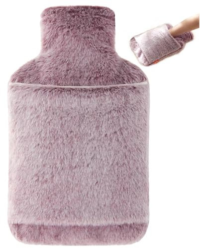 samply Hot Water Bottle with Hand Pocket Cover, 2L Hot Water Bag for Menstrual Cramps, Neck and Shoulder Pain Relief, Hot and Cold Compress, Hand Feet Warmer, Purple