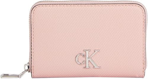 Calvin Klein Jeans Damen Geldbörse Minimal Monogram M Zip Around T Klein, Rosa (Pale Conch), Einheitsgröße
