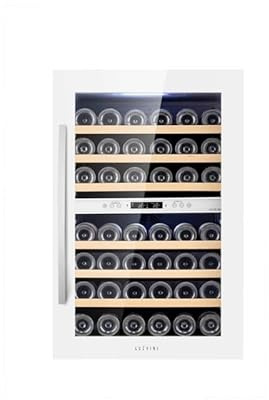 LuzVini LV42W Weißer Einbau-Weinkühlschrank - Weinklimaschrank mit 2 Zonen, Vollglas-Designtür, 42 Flaschen, einstellbare Zonen von 5-20°C, Kompressorkühlung, 41dB, RVS-Handgriff