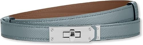 HEVIBK Ledergürtel Damen Gürtel Taillengürtel Damengürtel Leder Jeansgürtel Echtleder 26mm Breit schmaler Gürtel（Hellblau/Silber）