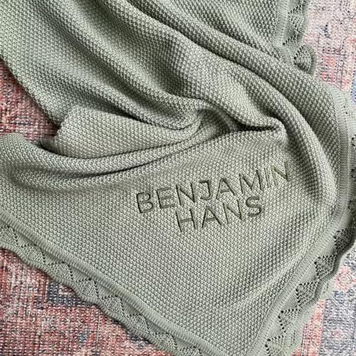 yky Individuelle Babydecke mit Namen, personalisierte Strickdecke für Babys, personalisierte Babydecke mit Namen (personalisierter Name, 80 x 100 cm)