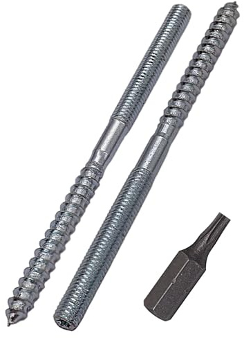 SKIR'CO (10 Stück) Stockschrauben M6 x 100 mm, Dübelschrauben mit Doppelgewinde, Doppelkopfschrauben aus verzinktem Stahl