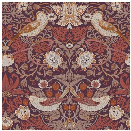 William Morris At Home Strawberry Thief Plum Vliestapete 10mx52cm | | Einfach anzubringen und zu Entfernen 1005 x 52
