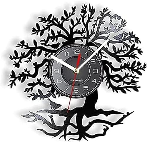 Orologio da Parete Albero della Vita Muto Orologio da Parete a Forma di Albero in Vinile inciso con retroilluminazione a LED Orologio da Parete Moderno Soggiorno Silenzioso Decorazione sospe