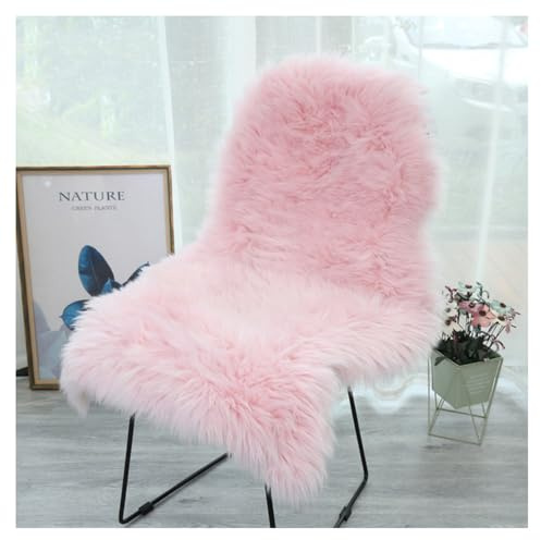 SMTCM Faux Lambskin Sheepskin Rug 60 x 100 cm Imitation Lambskin Carpet Longhair Fur Look Fluffy Soft Fur Rug Chair Cushion Floor Rug Seat Skins Imitation Wool Mat for Sofa Living Room