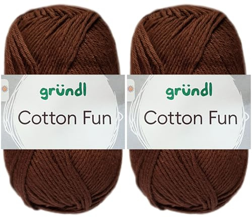 2x50 Gramm Gründl Cotton Fun Häkelgarn aus 100% Baumwolle inkl. Anleitung für Meerschwein (33 Mocca)