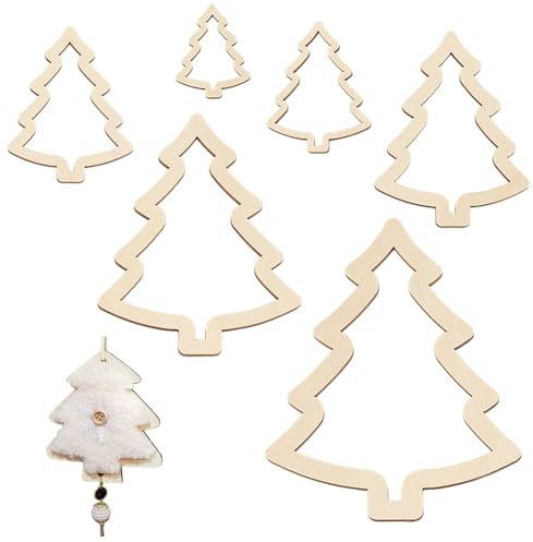 BENECREAT 6pcs hölzernen Baum Umriss, Rahmen Holz Hoop Ringe Makramee Kunst Rahmen Weben Makramee für DIY Handwerk Making Home Wall Hanging Wreath Dekoration, 4mm dick