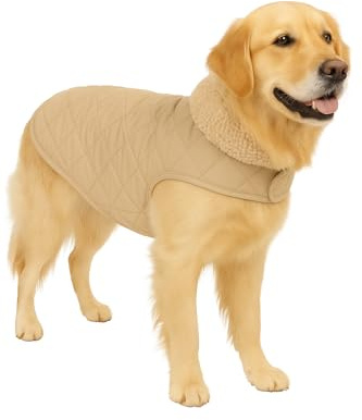 Flamingo Hundemantel – Bonnie – Beige – A: 55 cm | B: 40–48 cm | C: 68–74 cm – Premium Line – wasserabweisend, waschbar bei 30 °C, Klettverschluss, Plüschfutter