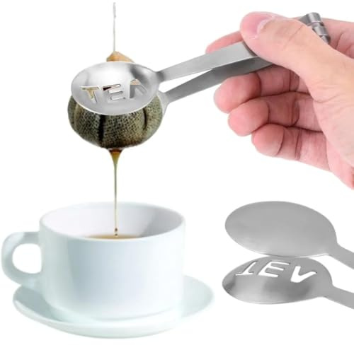 RAMGLYO 1 Tea Bag Squeezer Tongs Stainless Steel Teabag Squeezer Tool Tea Bag Strainer Tea Bag Holder Tea Tongs Strainer Clip Spoon for Gripping Tea Bags Ice Sugar Cubes Tea Accessories for Tea Lovers