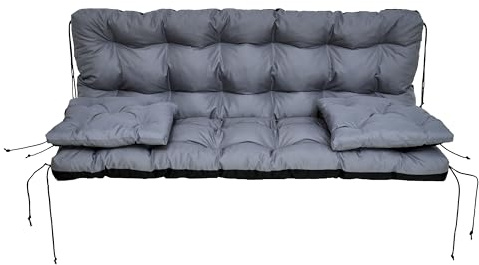 nana shop wasserabweisendes Kissen für Hollywoodschaukel & Gartenbank 120 cm - Schaukelkissen Outdoor Wetterfest, Gesteppt, Silikonkugeln + PU-Schaum Füllung – Bankauflage Gartenkissen (Grau)