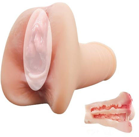 Hmxseu 2 in 1 Zweikanal Taschenmuschi Realistische Masturbatoren mit Vagina und Klitoris Masturbator 590g Pocket Pussy Penis Masturbieren Erotische Sex Spielzeug für Männer Frauen Solo
