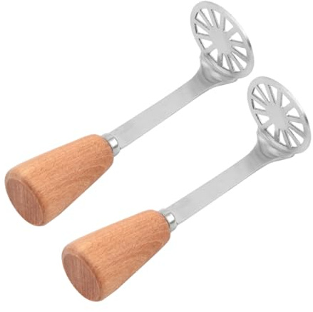 Warmhm Reusable Kitchen Potato Masher with Wooden Handle for Easy Mashing Avocados and Potatoes – Compact Portable Stainless Steel Food Press for Home Cooking and Camping Use