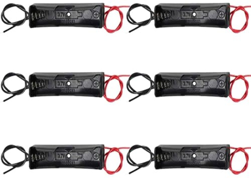 6 stycken 18650 batterihållare, hölje plast batteri förvaringslåda med ledningar (single plats) för enkel lödning och anslutning