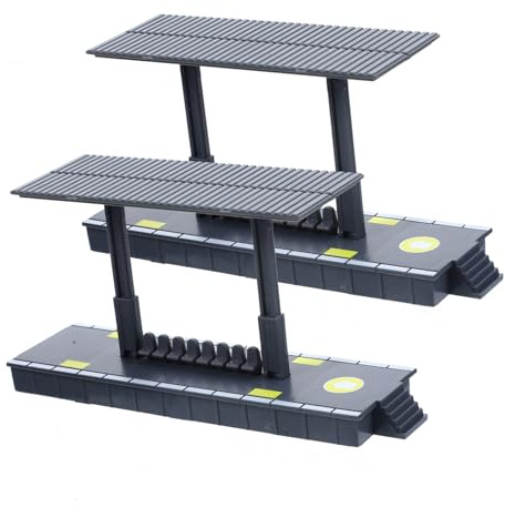 Yardwe 2pcs Pretend Station Platform Model DIY Railway Train Station Platform Safe Construction Easy Assembly Decorative Accessory for Train Track Creations