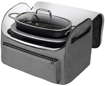 SVCEQZE Slow Cooker Carrying Bag - Slow Cooker Carrier Storage Bag - Waterproof Case with Accessory Pocket, Portable Tote Storage Organizer for Camping Picnic Potluck Beach Outdoor Travel