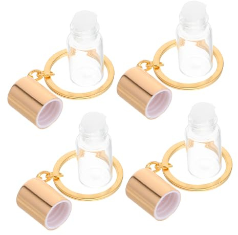LRXIYODE 4pièces Lot De Petites Bouteilles Verre Vides Porte-clés Avec Bouchon à Vis Flacons De Parfum Transparents