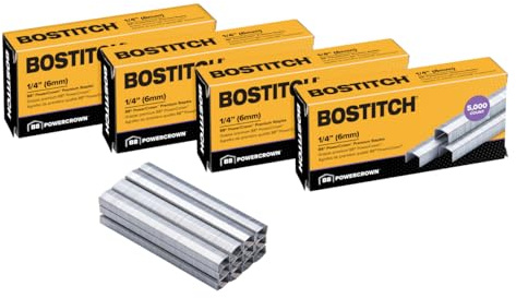 Bostitch Office B8 PowerCrown 0.25 Inch Staples, Pack of 20,000 Staples (STCRP21151/4-4), Silver