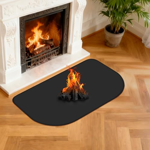 NUTKIT Alfombra Ignífuga para Chimenea, 100cmx60cm Antichispas para Chimenea de Semiredonda, Proteger el Suelo de Chispas, Antichispas para Chimeneas para Chimenea, Estufa, Barbacoa(Espesor: 1mm)