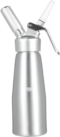 Aluminum Cream Whipper Professional Whipped Cream Dispenser with 3 Various Plastic Tips & Cleaning Brush for Homemade Desserts