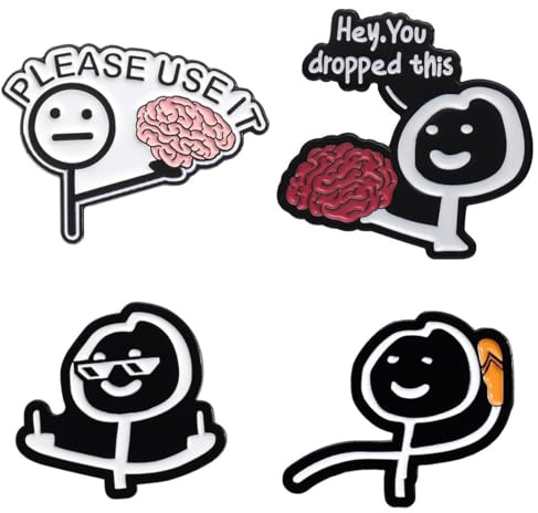 VEOIRXU 4 Stück Pins For Bags Enamel Anstecker Pin Lustig Metall Anstecknadel Lustige Mittelfinger Swear Attitude Meme Anstecknadel für Kleidung Taschen Rucksäcke Zubehör Hey You Dropped This