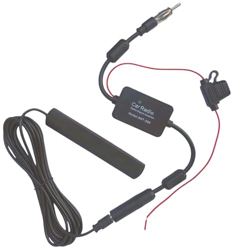 AURUM Antenne Auto FM/AM Autoantenne mit Antennenverstärker, Antenne Autoradio für Fahrzeug, LKW, SUV, Stereo Media Head Unit Empfänger, 12V Netzteil, DIN Stecker