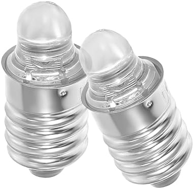 ULTECHNOVO 2Pcs Mini Torch Bulb LED 3V Screw Socket Flashlight Bulbs Stable and Easy to Install Metal and Glass for Flashlights and Compact Use