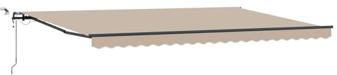 Coespram Tenda da sole con braccio articolato, 500 x 300 cm, beige, per terrazza e giardino, in poliestere, retrattile, con telecomando e sensore di vento, per esterni