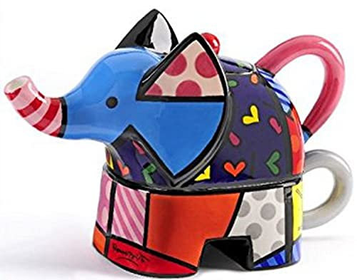 ROMERO BRITTO Tea for One Elefante - teiera e tazza - Pop Art da Miami